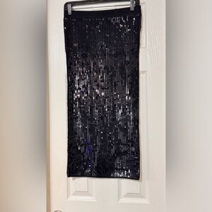 Elegant Black Sequin Pencil Skirt